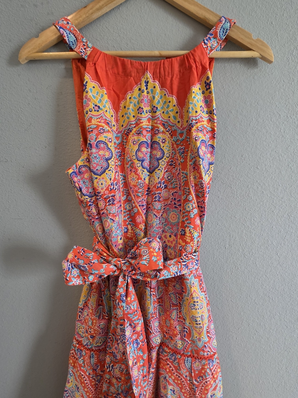 Talbots Coral Paisley Tie-Waist Mini Dress